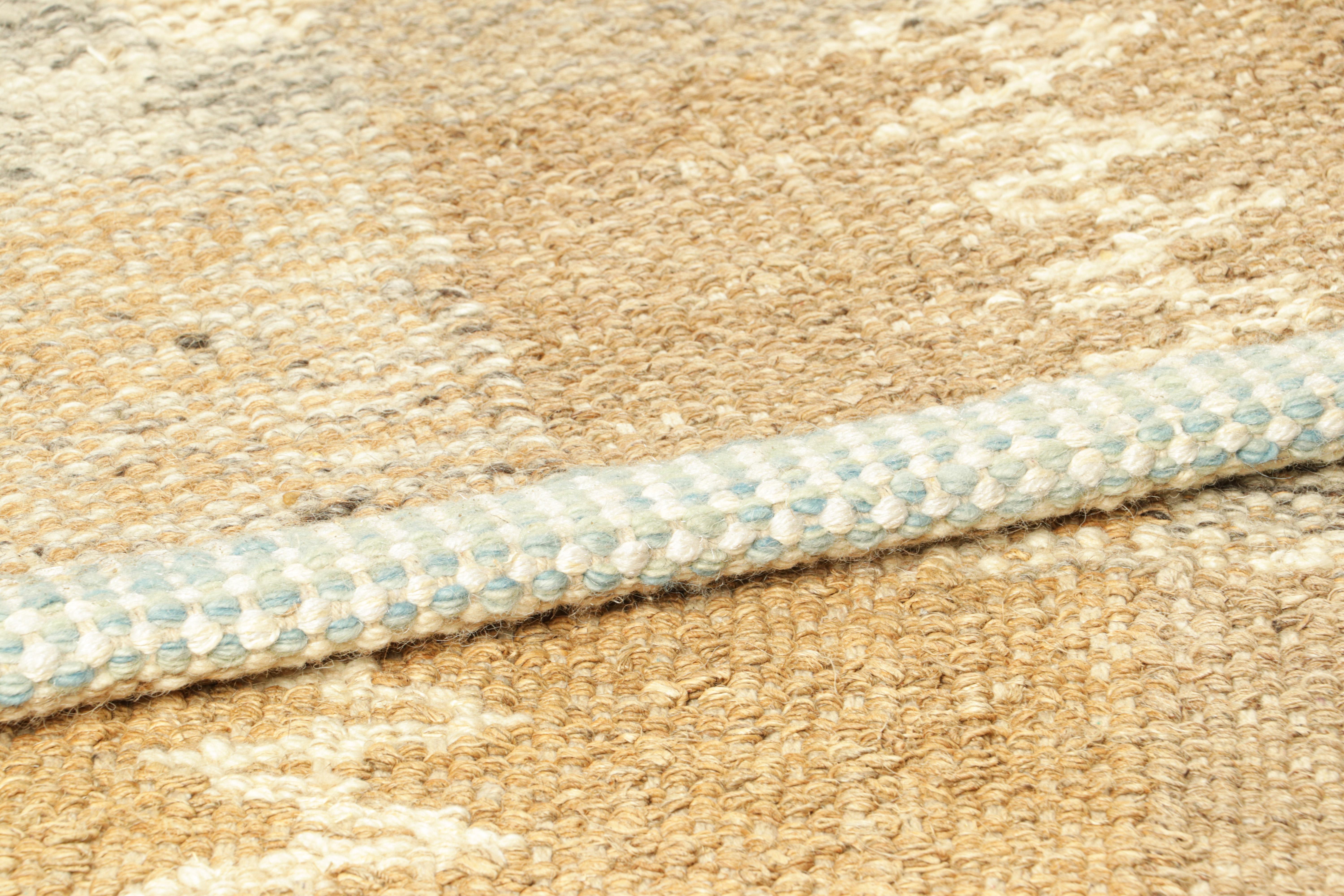 Contemporary Rug & Kilim’s Scandinavian Style Custom Rug with Beige-Brown Geometric Patterns For Sale