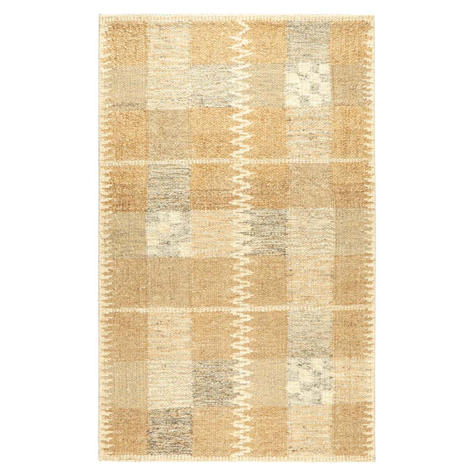 Beige Geometric Pattern Rug Rug and Kilim’s Scandinavian Style Kilim Rug in Beige with Geometric ...