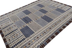 Rug & Kilim’s Scandinavian Style Custom Rug with Blue-Grey Patterns