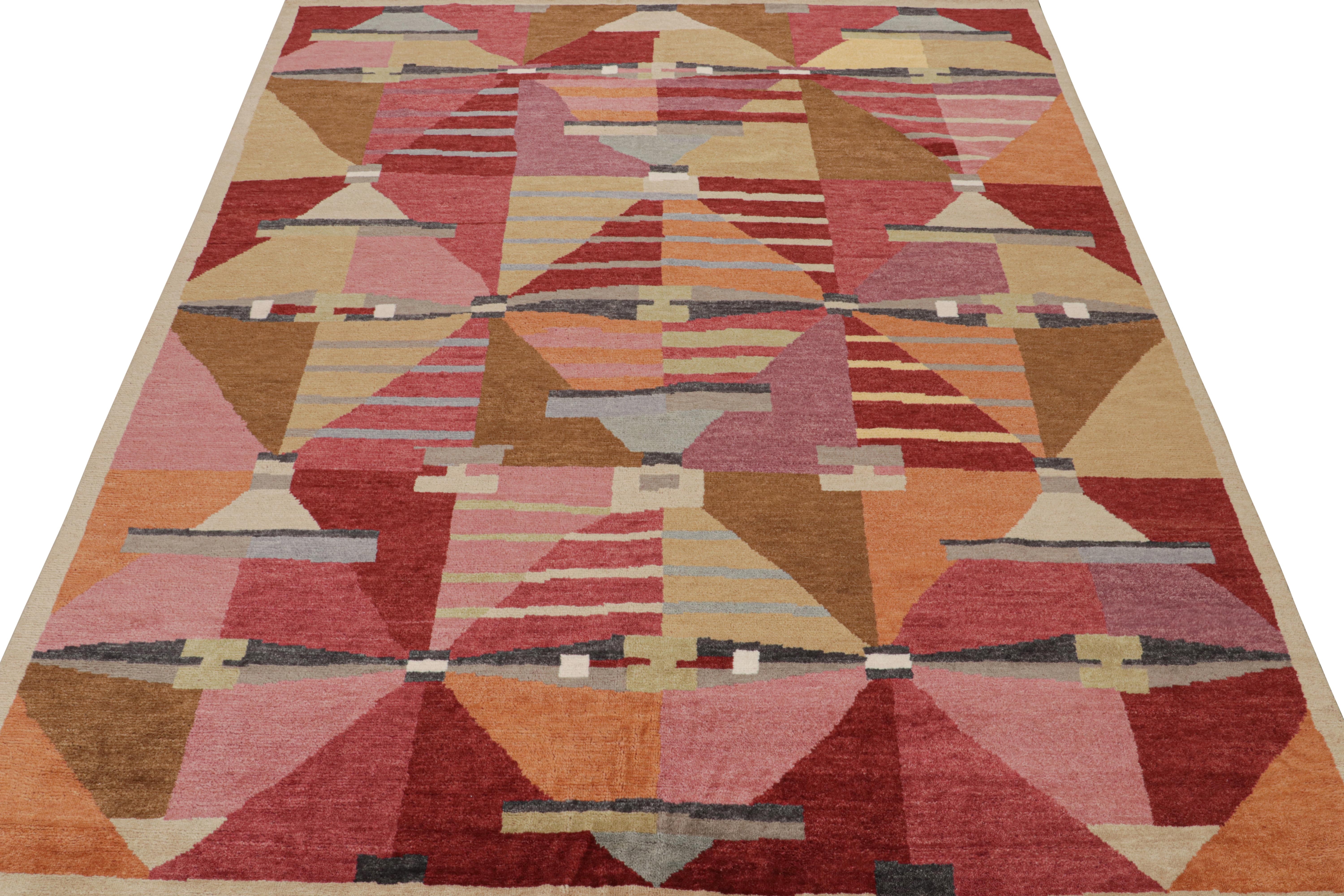 Scandinavian Modern Rug & Kilim’s Scandinavian Style Custom Rug with Colorful Geometric Patterns For Sale