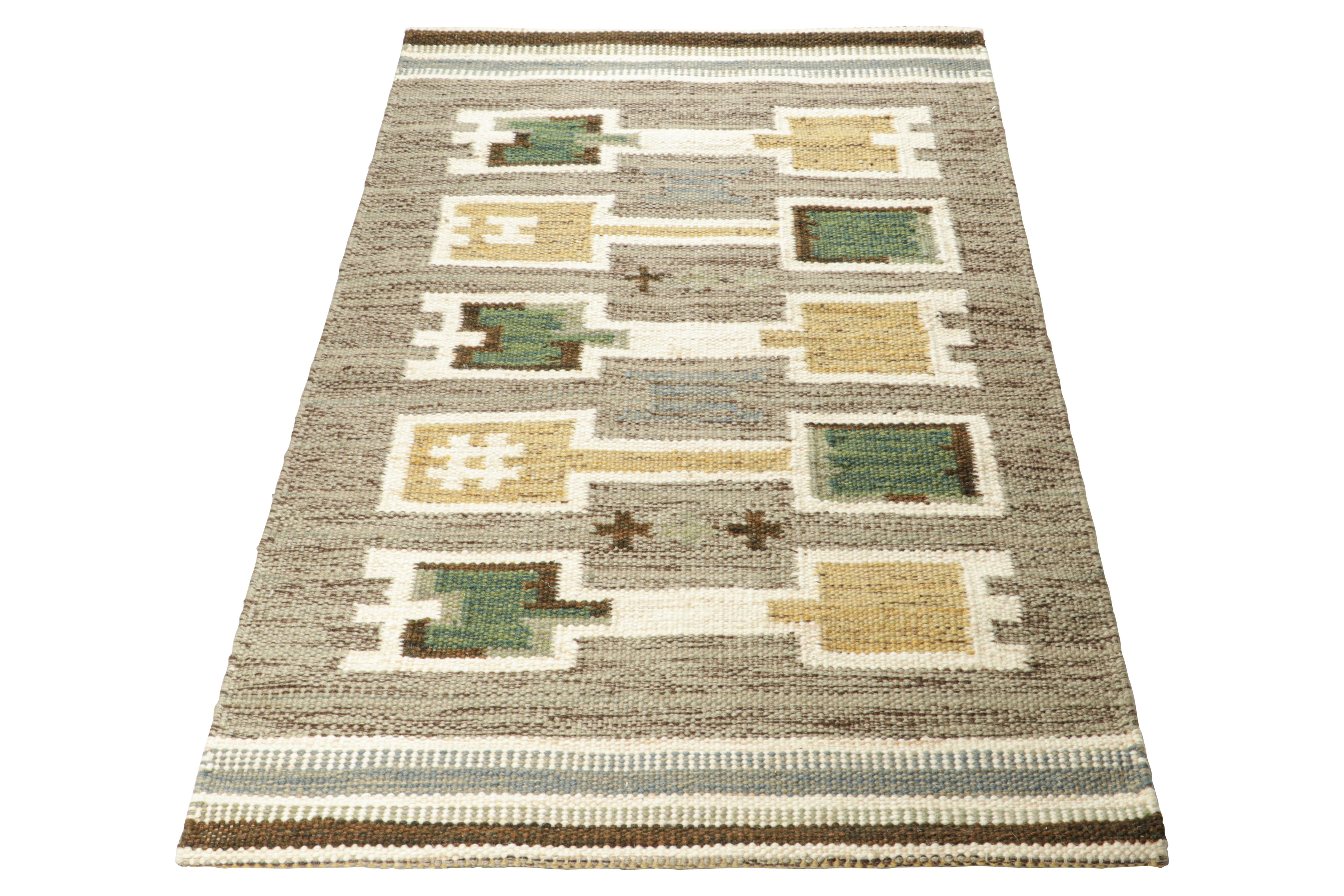 Hand-Woven Rug & Kilim’s Scandinavian Style Custom Rug with Colorful Geometric Patterns For Sale