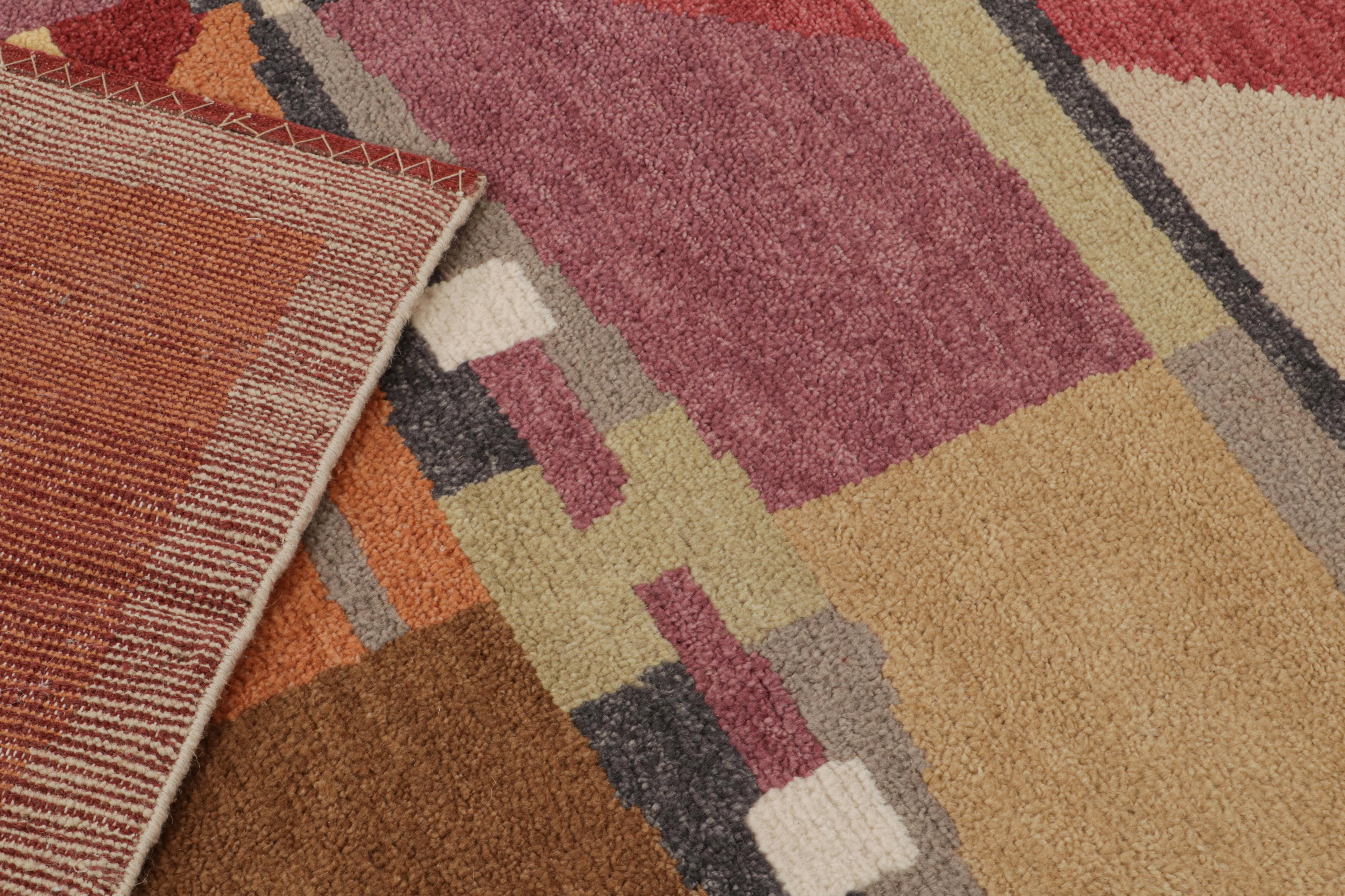 Contemporary Rug & Kilim’s Scandinavian Style Custom Rug with Colorful Geometric Patterns For Sale