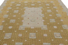 Rug & Kilim’s Scandinavian Style Custom Rug with Gold & Cream Geometric Patterns