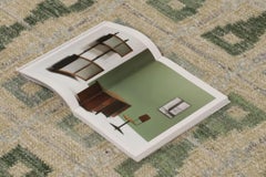 Rug & Kilim's Scandinavian Style Custom Rug with Green & Ivory Hourglass Design