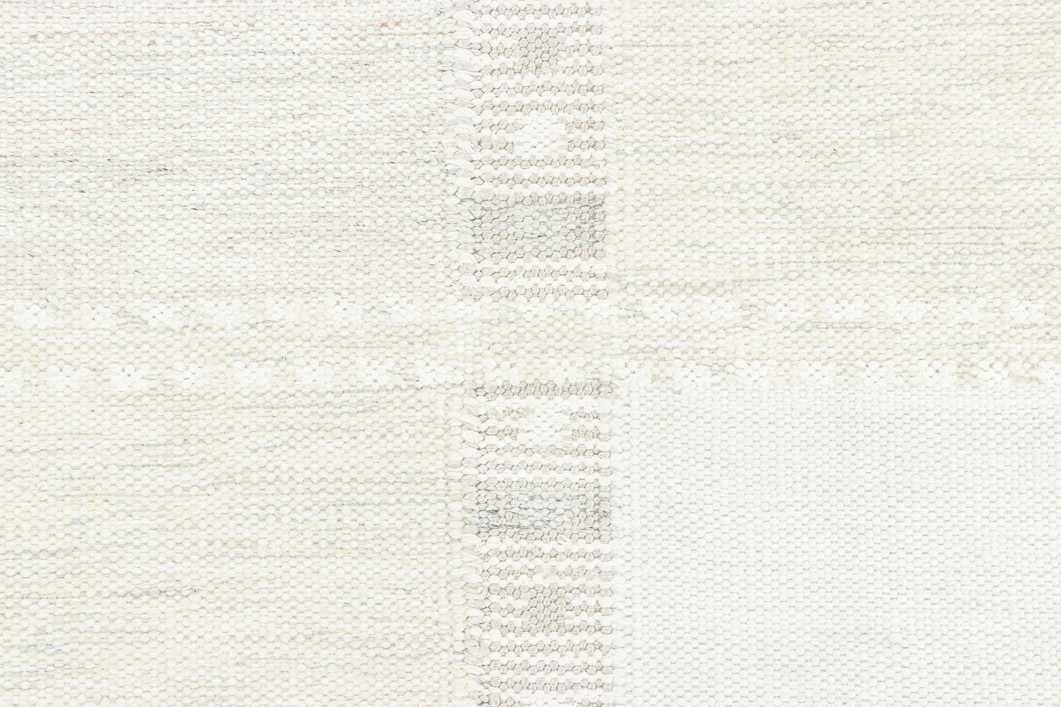 Scandinavian Modern Rug & Kilim’s Scandinavian Style Custom Rug with White and Geometric Patterns For Sale