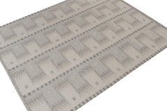 Rug & Kilim’s Scandinavian Style Custom Silk Kilim in Taupe Geometric Pattern