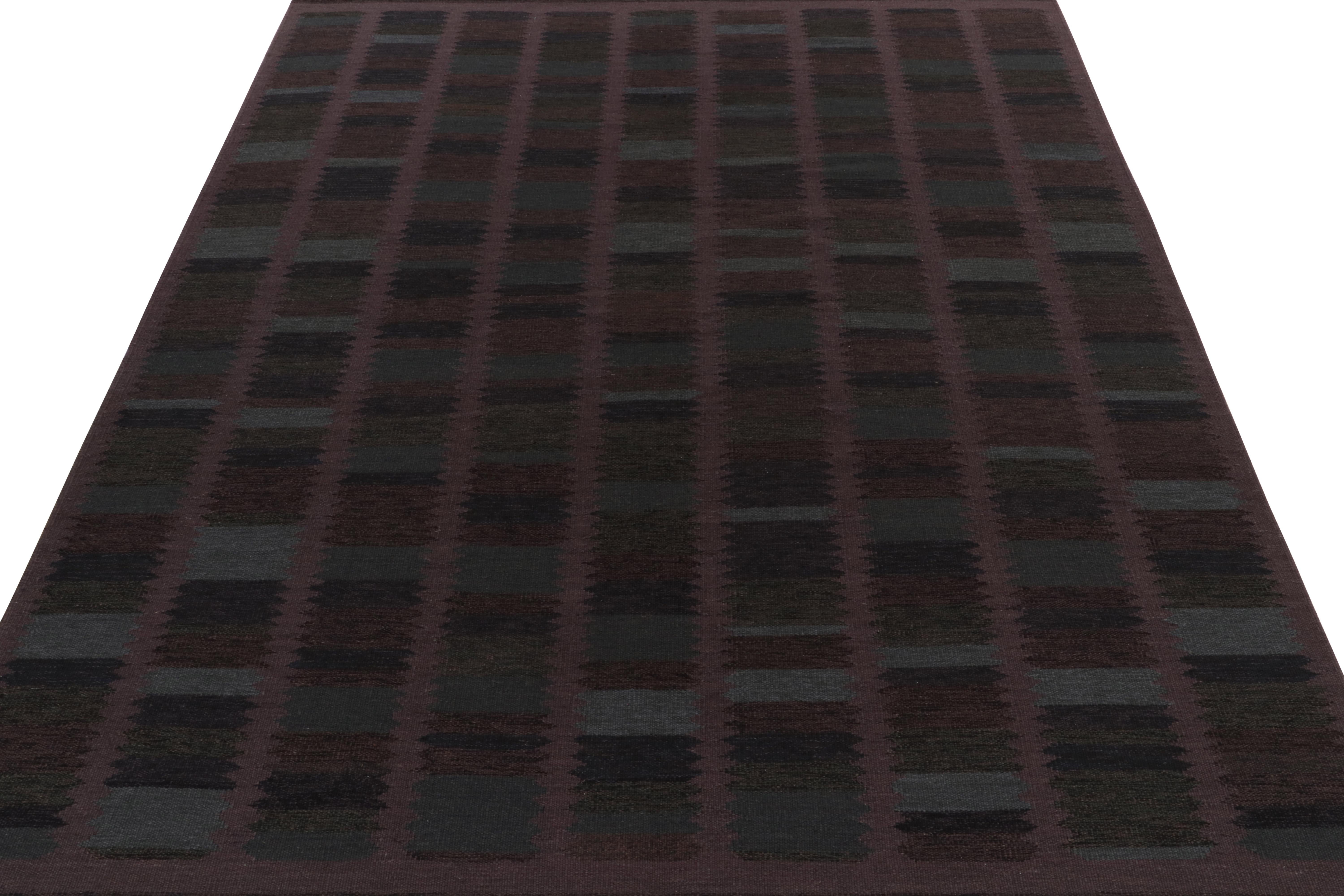 Teppich & Kilims Flachgewebe im skandinavischen Stil in Violett und Blau mit geometrischem Muster (Skandinavische Moderne) im Angebot