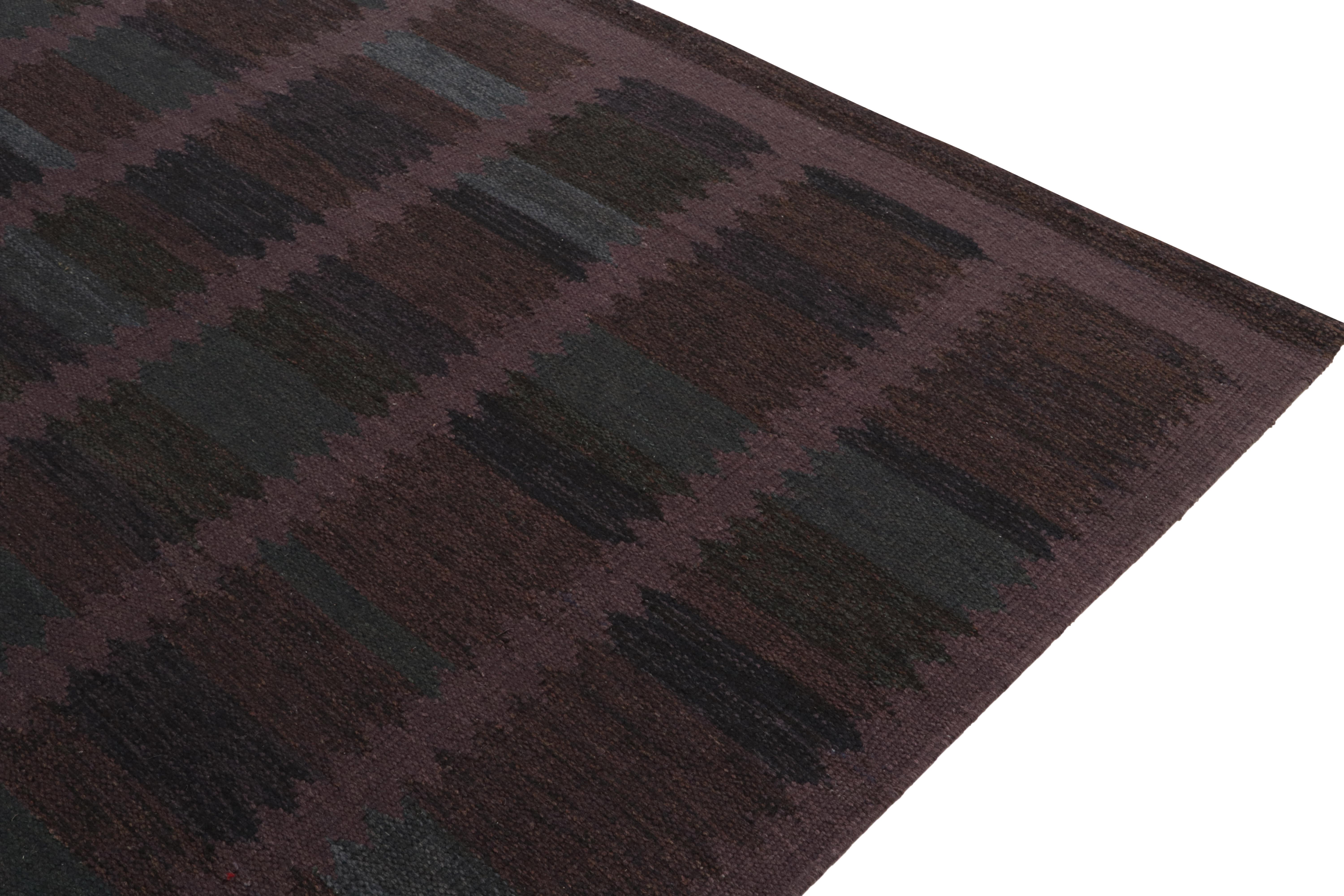 Teppich & Kilims Flachgewebe im skandinavischen Stil in Violett und Blau mit geometrischem Muster (Handgeknüpft) im Angebot