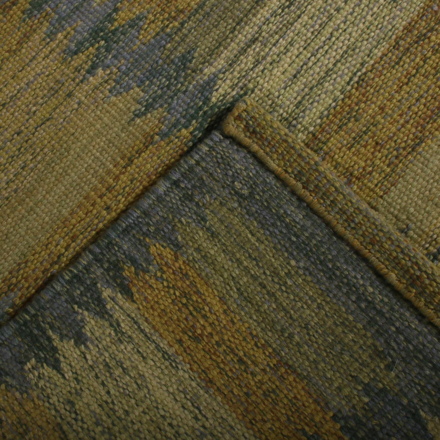 Rug & Kilim’s Scandinavian Style Geometric Beige Brown and Green Wool Kilim In New Condition In Long Island City, NY