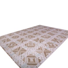 Rug & Kilim’s Scandinavian Style Geometric Beige Brown and White Wool Kilim Rug