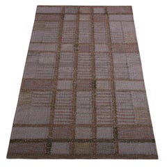 Rug & Kilim’s Scandinavian Style Geometric Beige-Brown Gray and Blue Wool Kilim