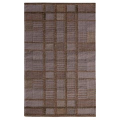 Rug & Kilim’s Scandinavian Style Geometric Beige-Brown Gray and Blue Wool Kilim
