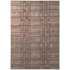 Rug & Kilim’s Scandinavian Style Geometric Beige-Brown Gray and Blue Wool Kilim