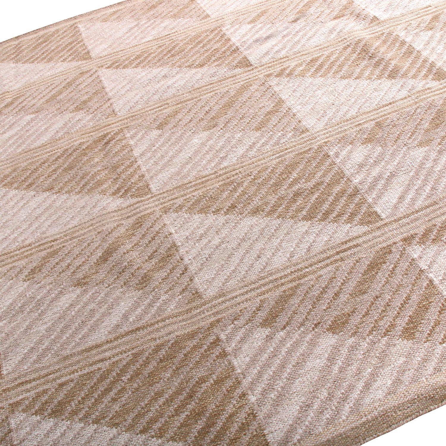 Indiano Rug & Kilim - Tappeto Kilim in lana beige marrone in stile scandinavo in vendita