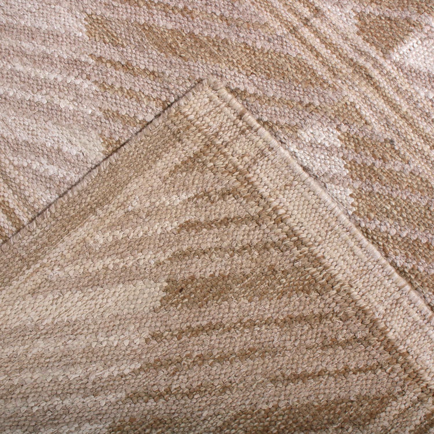 Tessuto a mano Rug & Kilim - Tappeto Kilim in lana beige marrone in stile scandinavo in vendita