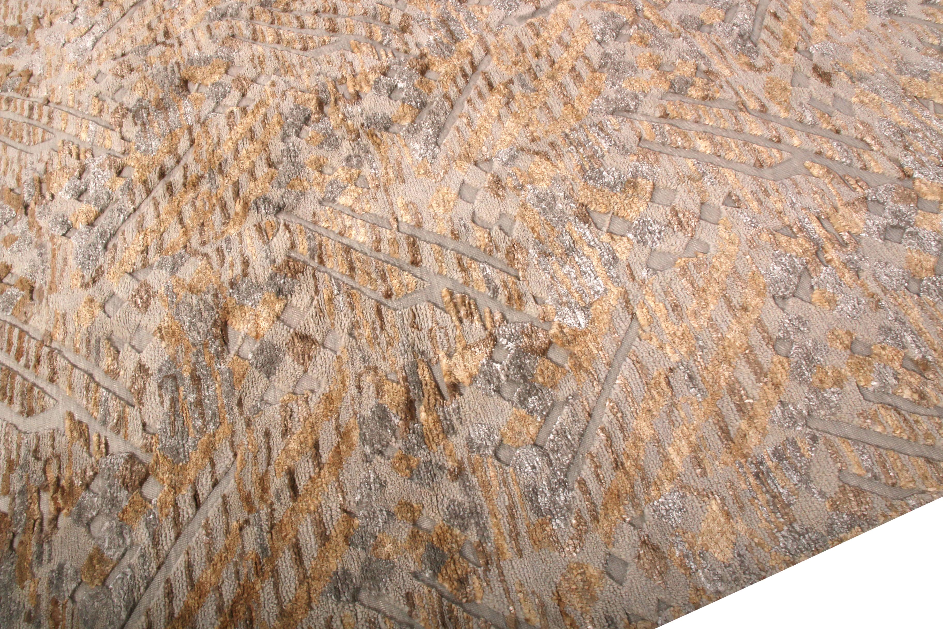 Scandinavo moderno Rug & Kilim - Tappeto geometrico in lana beige e marrone in stile scandinavo in vendita