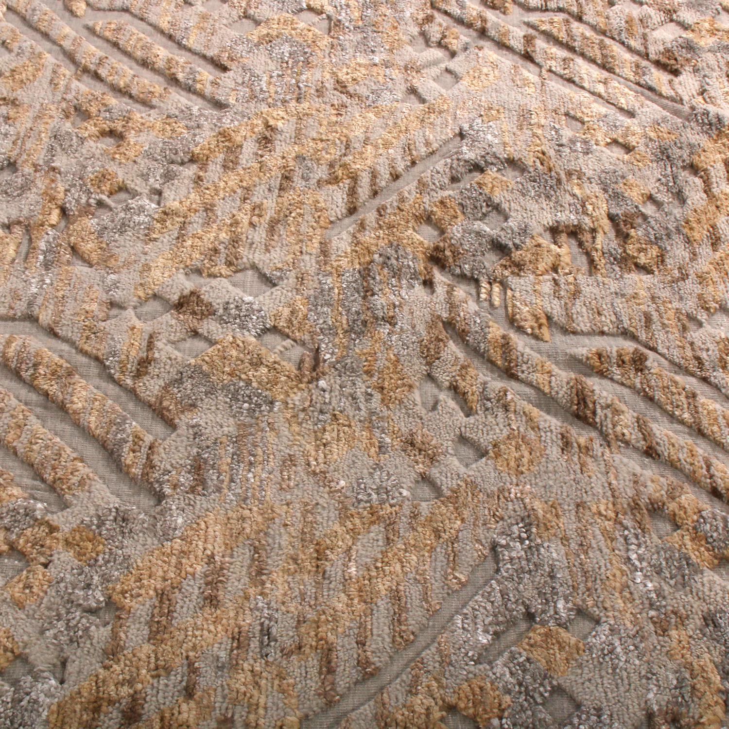 Indiano Rug & Kilim - Tappeto geometrico in lana beige e marrone in stile scandinavo in vendita