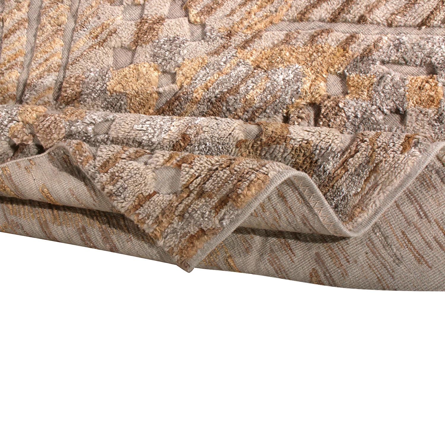 Annodato a mano Rug & Kilim - Tappeto geometrico in lana beige e marrone in stile scandinavo in vendita