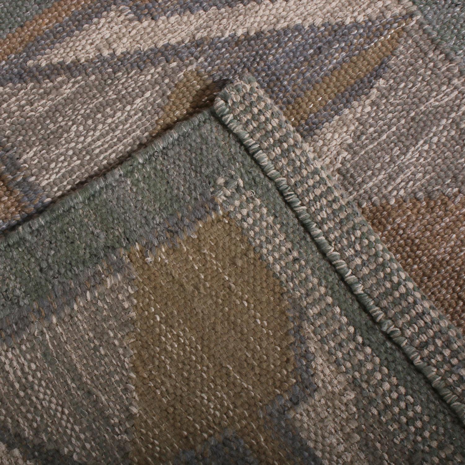 Kilim de lana beige y azul geométrico de estilo escandinavo de Rug & Kilim en Nuevo estado para la venta en Long Island City, NY