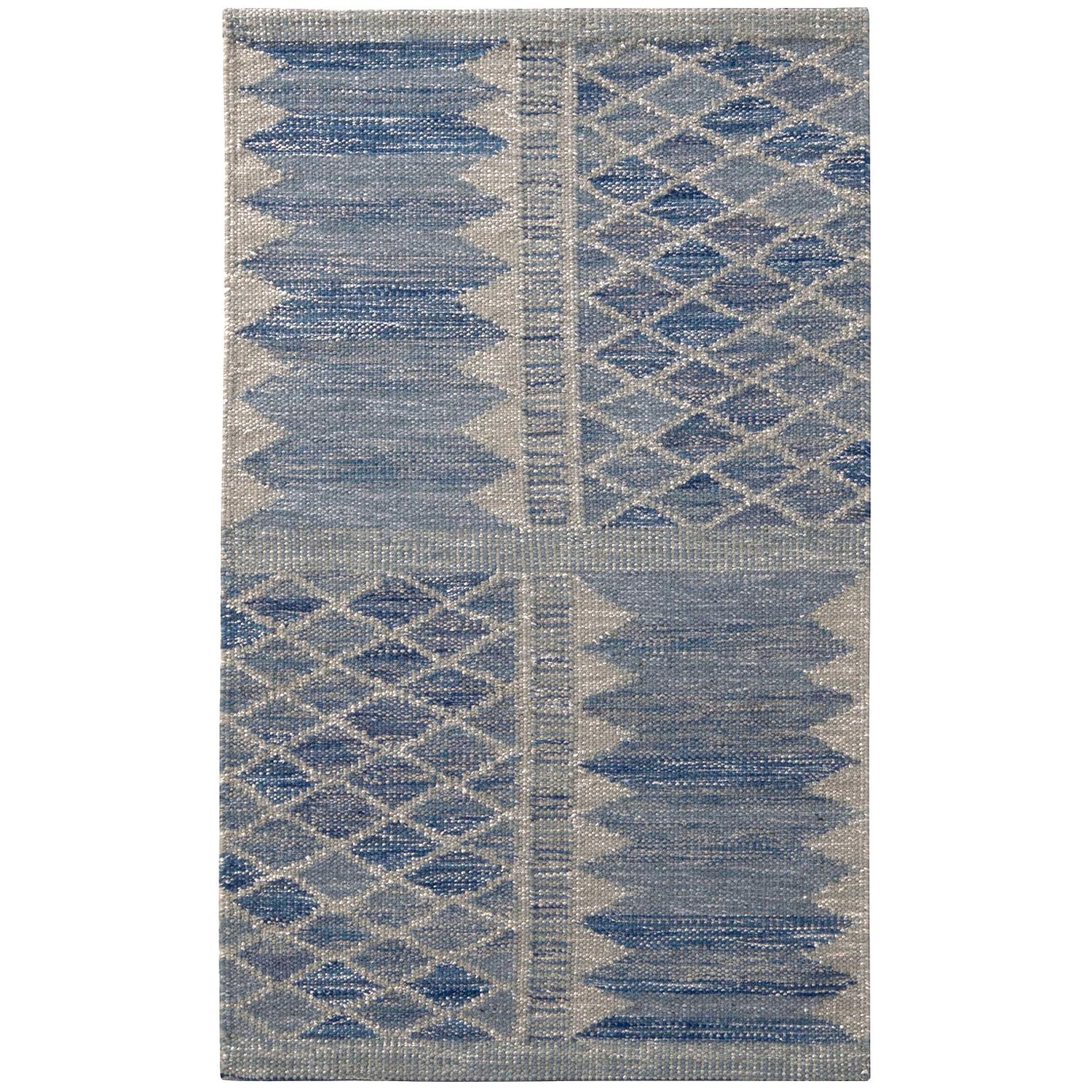 Rug
Kilim
s Scandinavian Style Geometric Blue and Gray Wool Kilim Rug