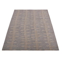 Rug & Kilim’s Scandinavian Style Geometric Floral Cream and Gray Wool Kilim Rug