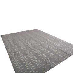 Rug & Kilim’s Scandinavian Style Geometric Floral Silver Gray Wool Kilim