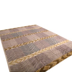 Rug & Kilim’s Scandinavian Style Geometric Purple and Beige Brown Wool Pile Rug