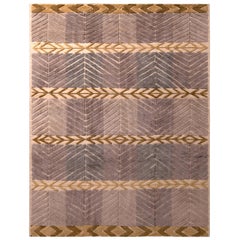 Rug & Kilim’s Scandinavian Style Geometric Purple and Beige Brown Wool Pile Rug