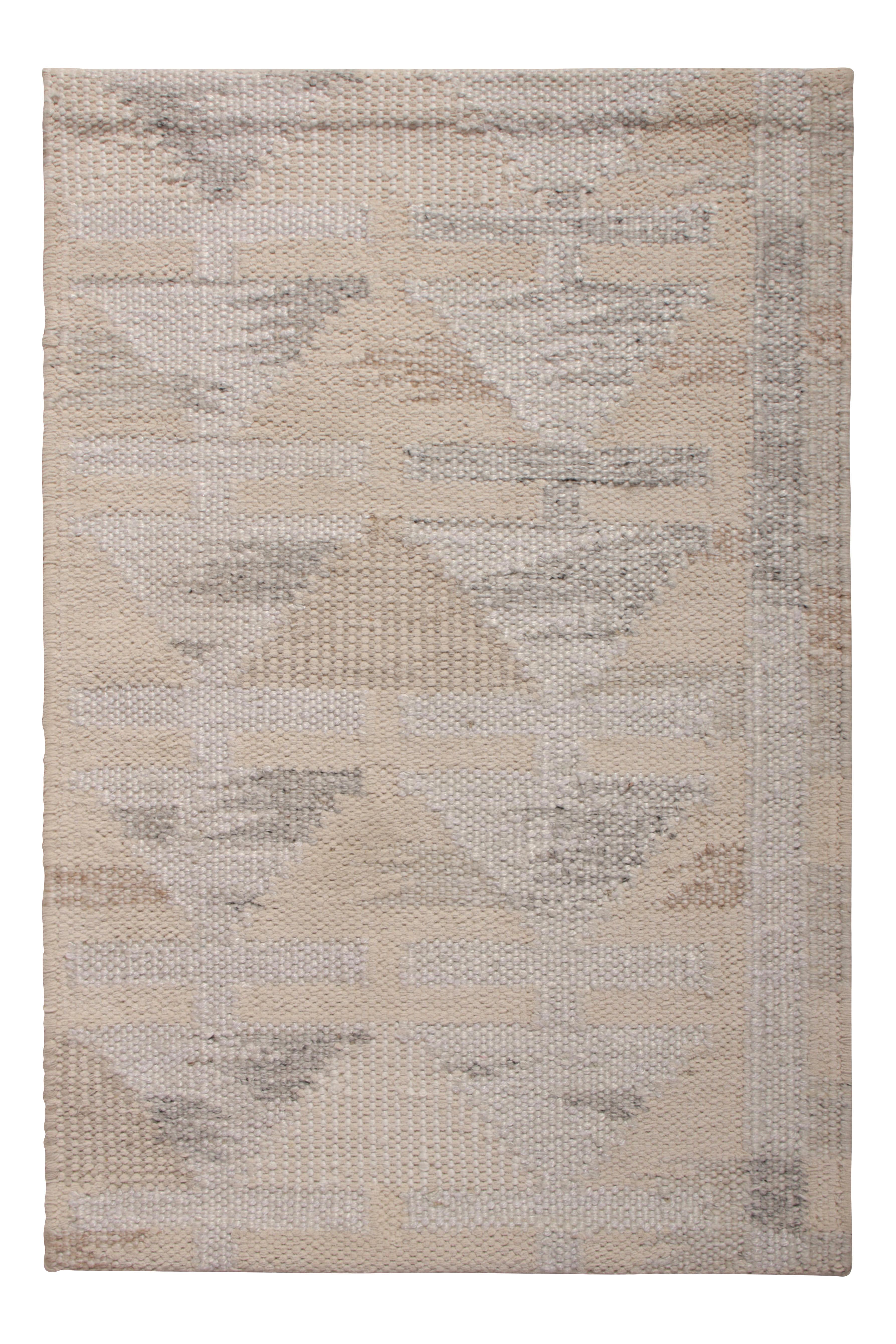 Hand-Knotted Rug & Kilim’s Scandinavian Style Gift-Size Kilim in Gray and Beige Patterns