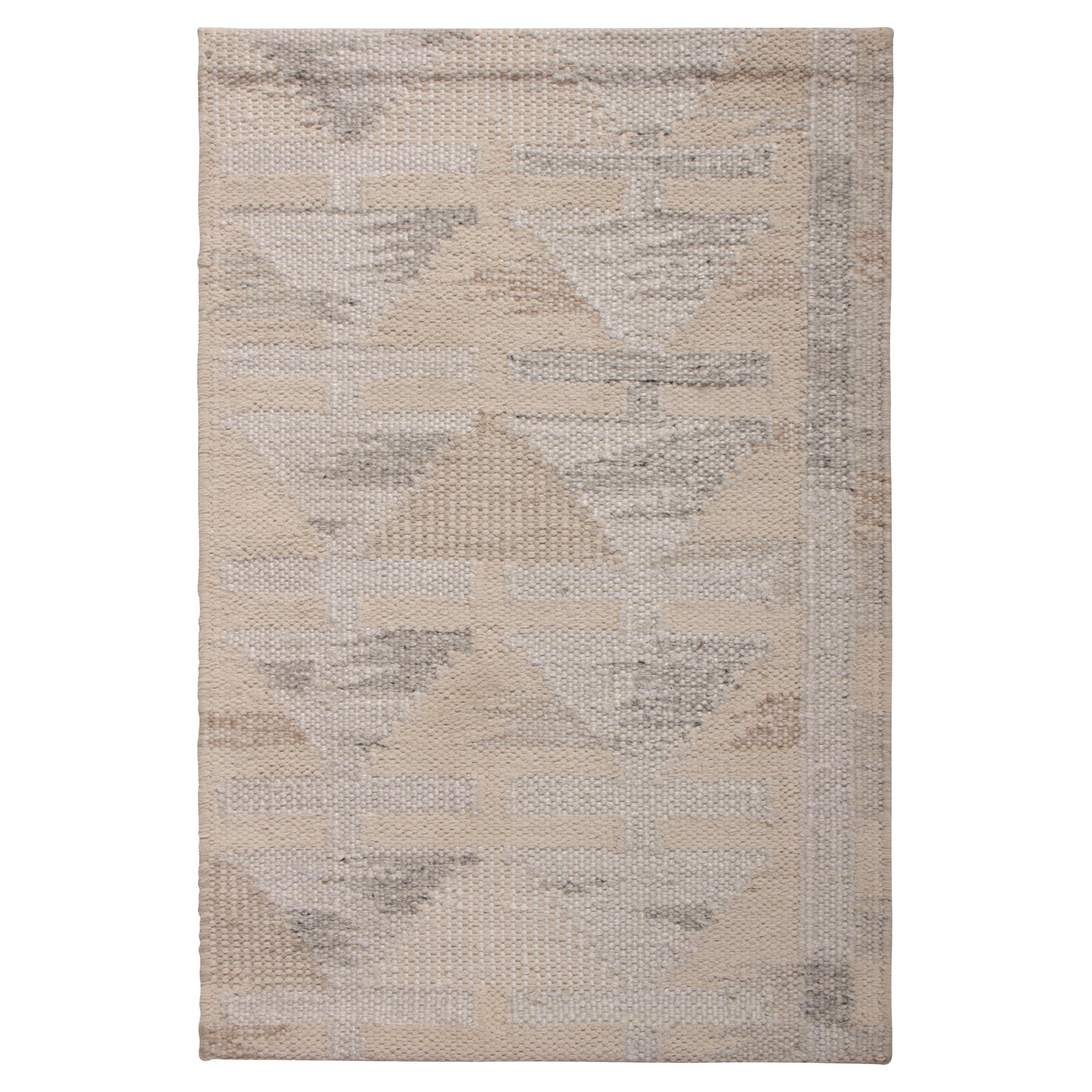 Rug & Kilim’s Scandinavian Style Gift-Size Kilim in Gray and Beige Patterns