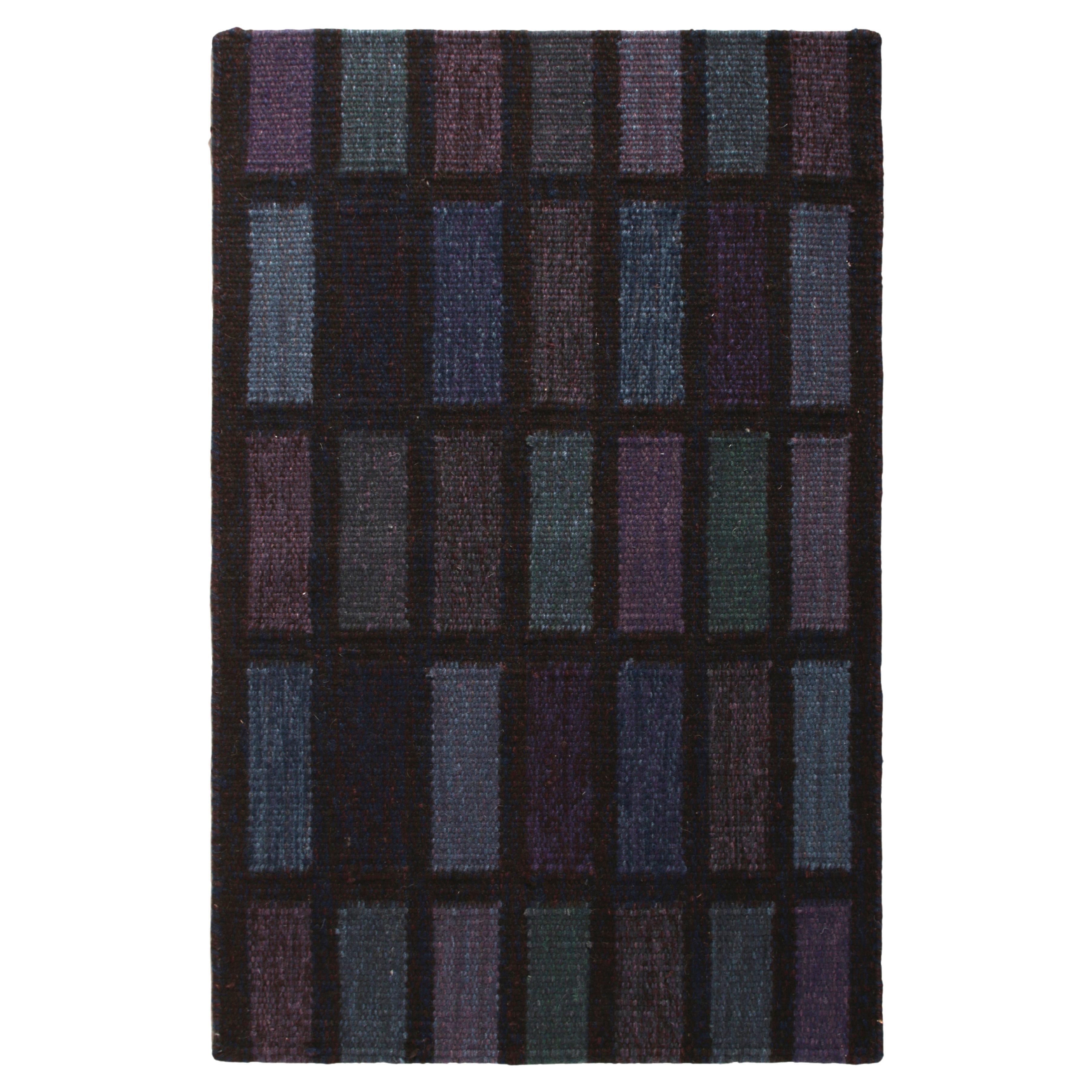 Rug & Kilim’s Scandinavian Style Gift-Size Kilim in Purple and Blue Patterns