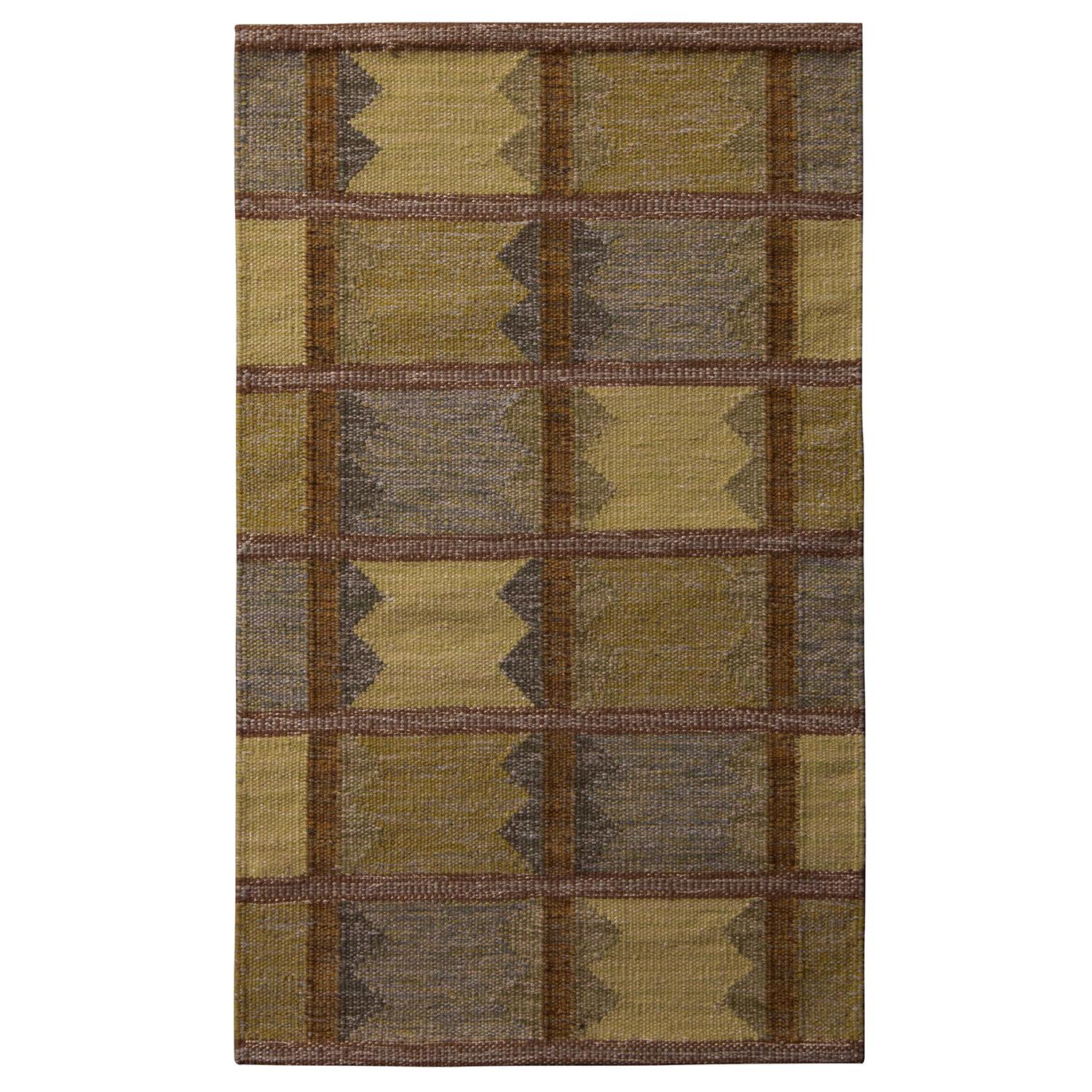 Kilim géométrique en laine verte et bleue de style scandinave de Rug
Kilim