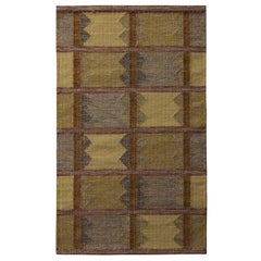 Rug & Kilim’s Scandinavian Style Green and Blue Wool Geometric Kilim