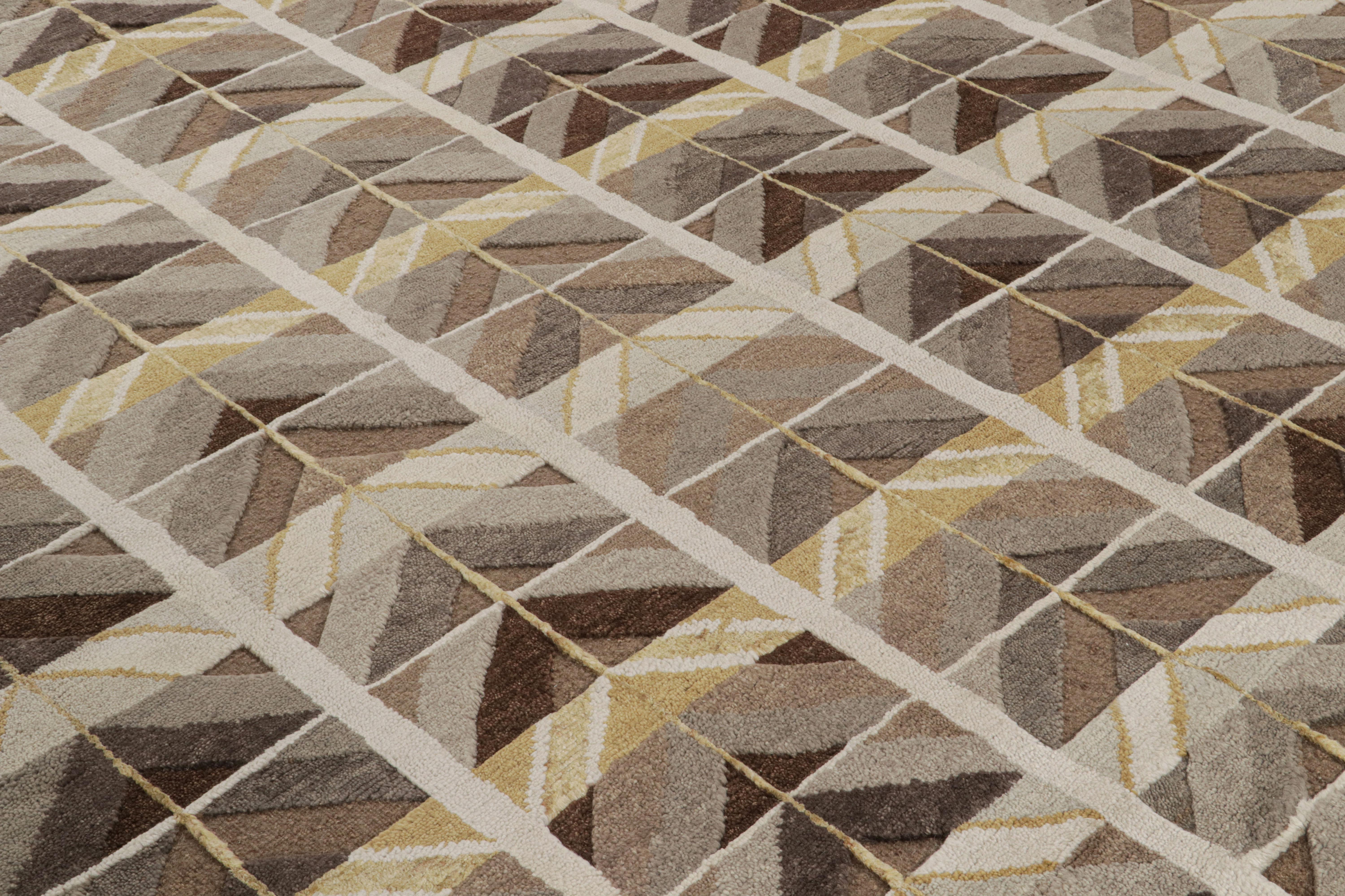 Rug & Kilim's hoher Teppich im skandinavischen Stil mit geometrischen Mustern (Handgeknüpft) im Angebot