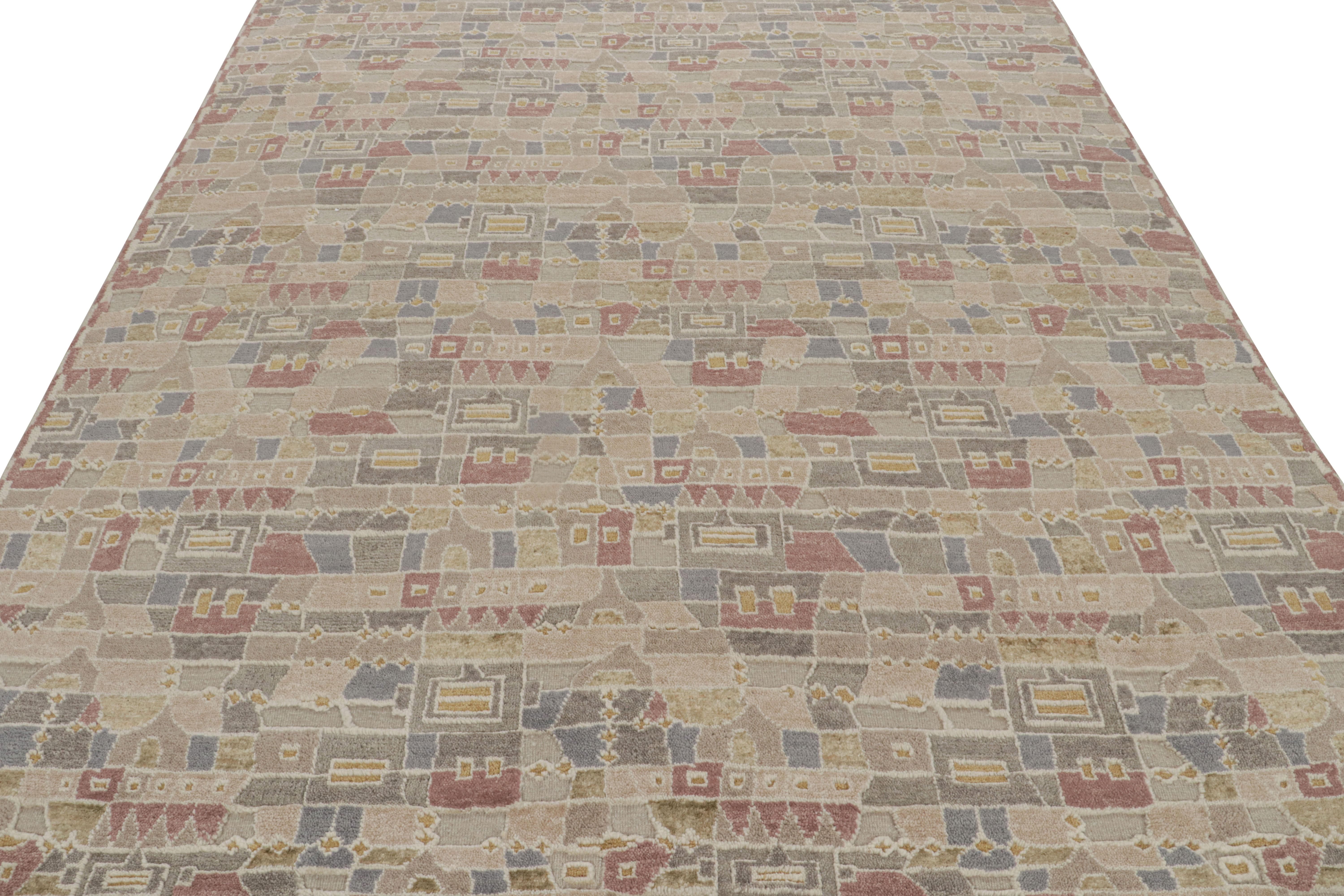 Rug & Kilim's Skandinavischer Stil Polychromatischer Geometrischer Teppich mit hoher Textur (Skandinavische Moderne) im Angebot