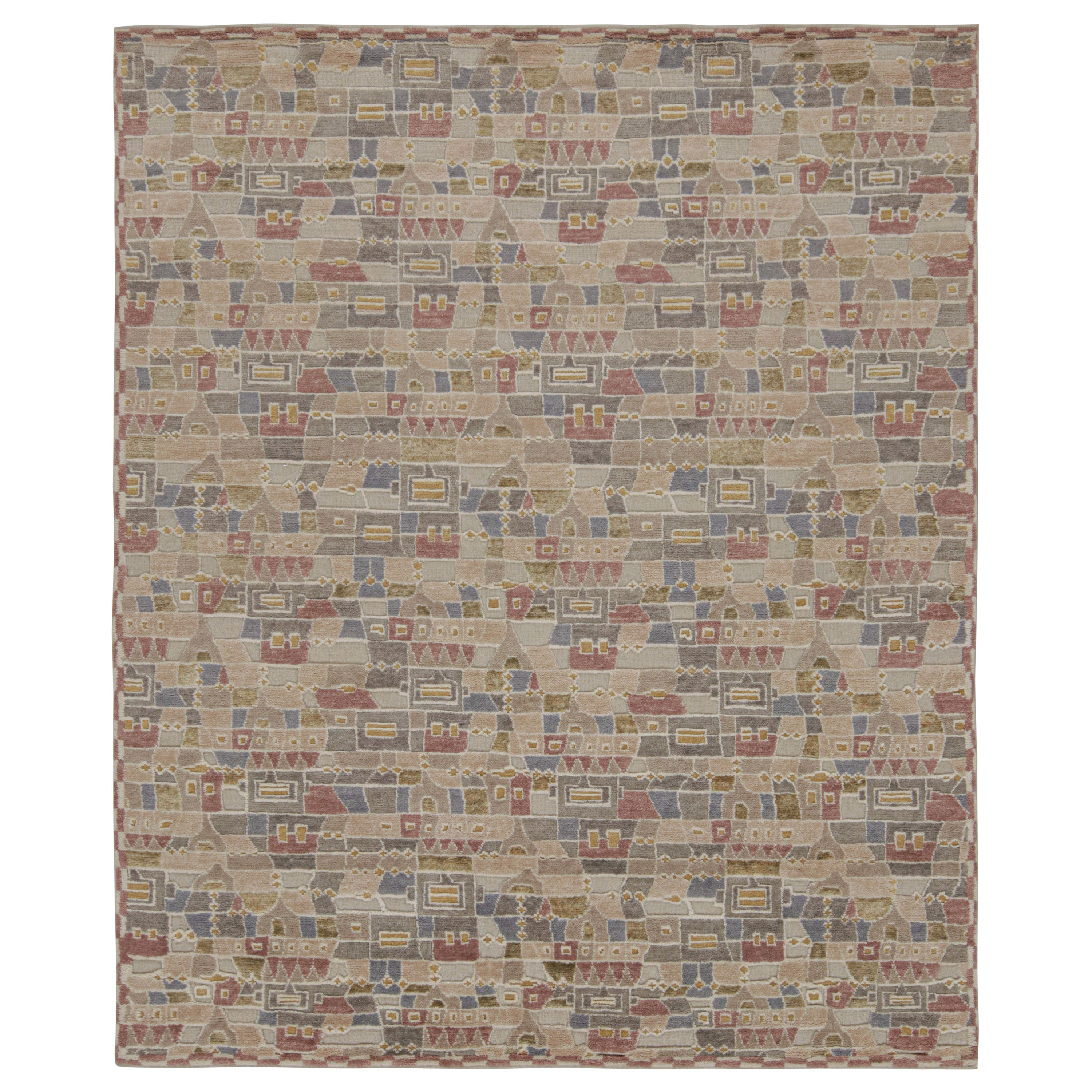 Rug & Kilim’s Scandinavian Style “High Texture” Polychromatic Geometric Rug For Sale