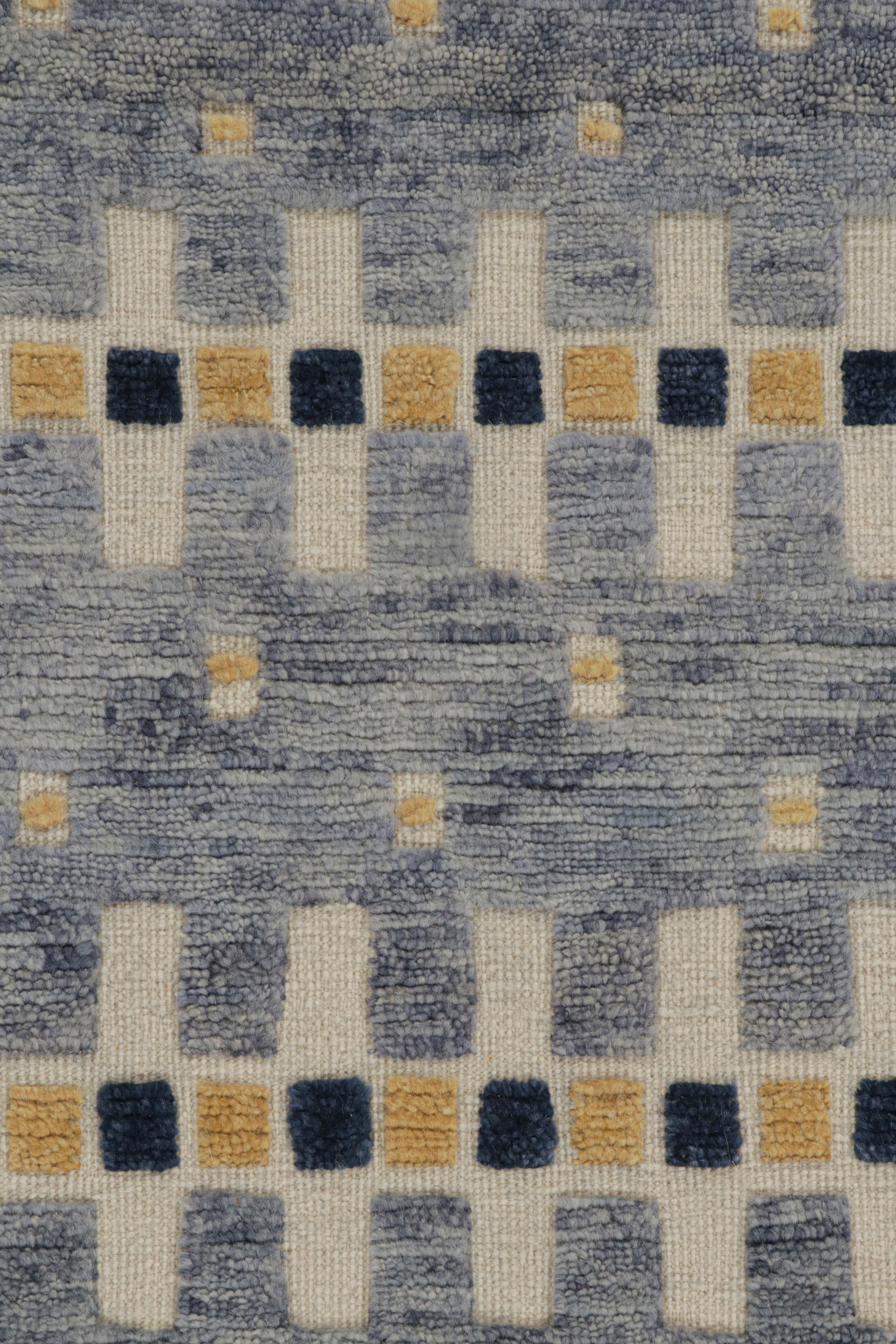 Rug & Kilim’s Scandinavian Style Rug in Blue with Geometric Patterns In New Condition For Sale In Long Island City, NY