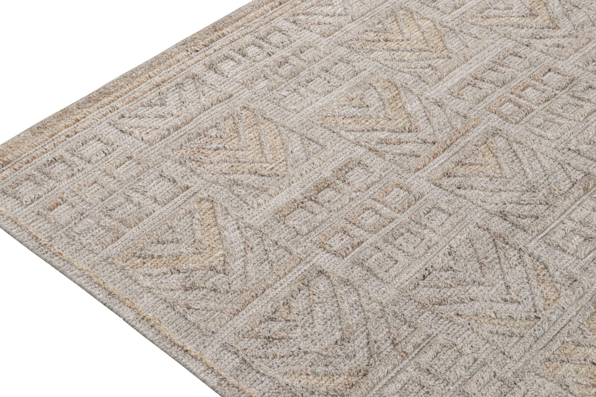 Modern Rug & Kilim’s Scandinavian Style Indoor/Outdoor Rug with Gray Geometric Pattern For Sale