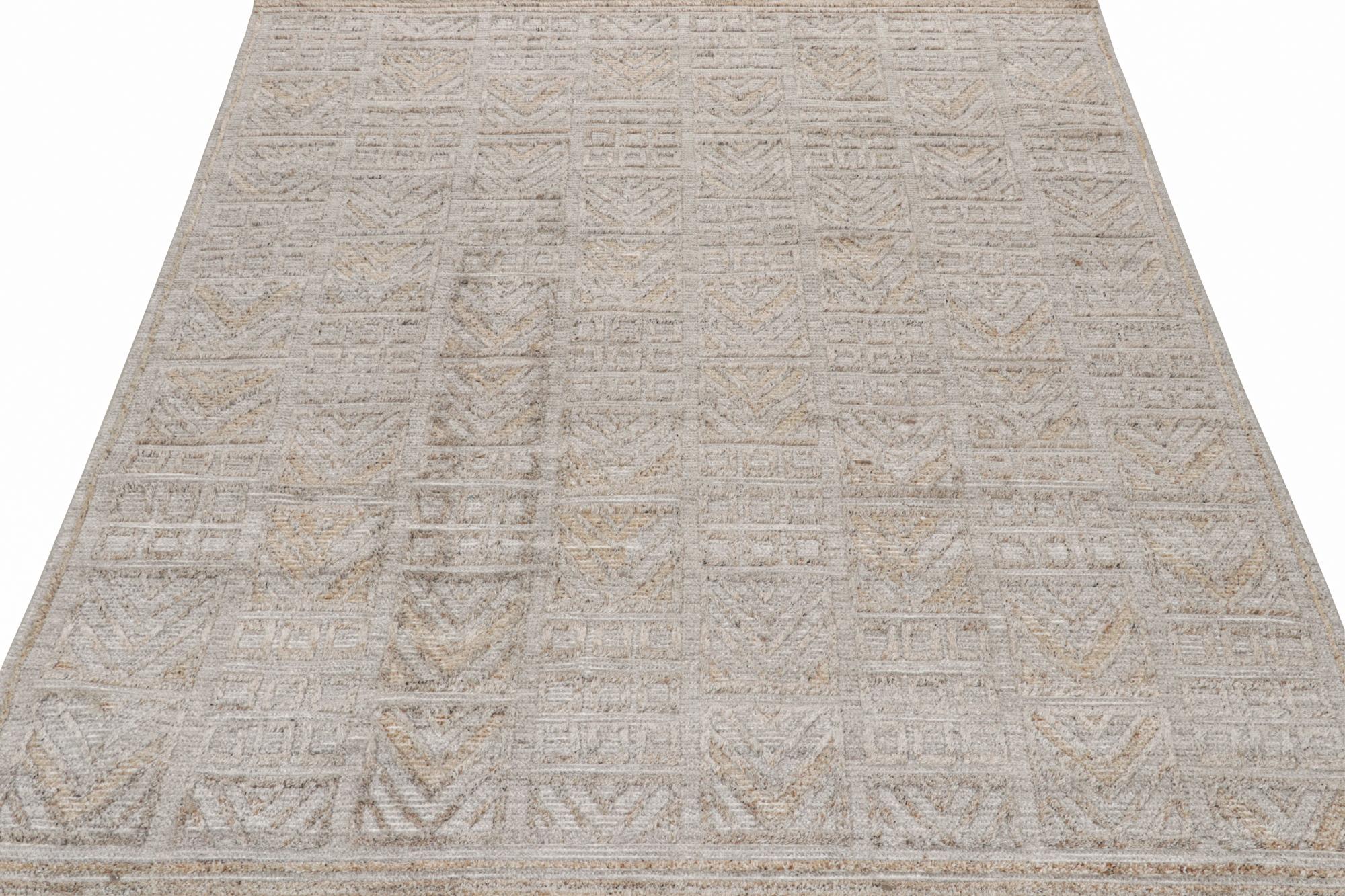 Rug & Kilims Teppich im skandinavischen Stil für drinnen und draußen mit grauem, geometrischem Muster (Handgeknüpft) im Angebot