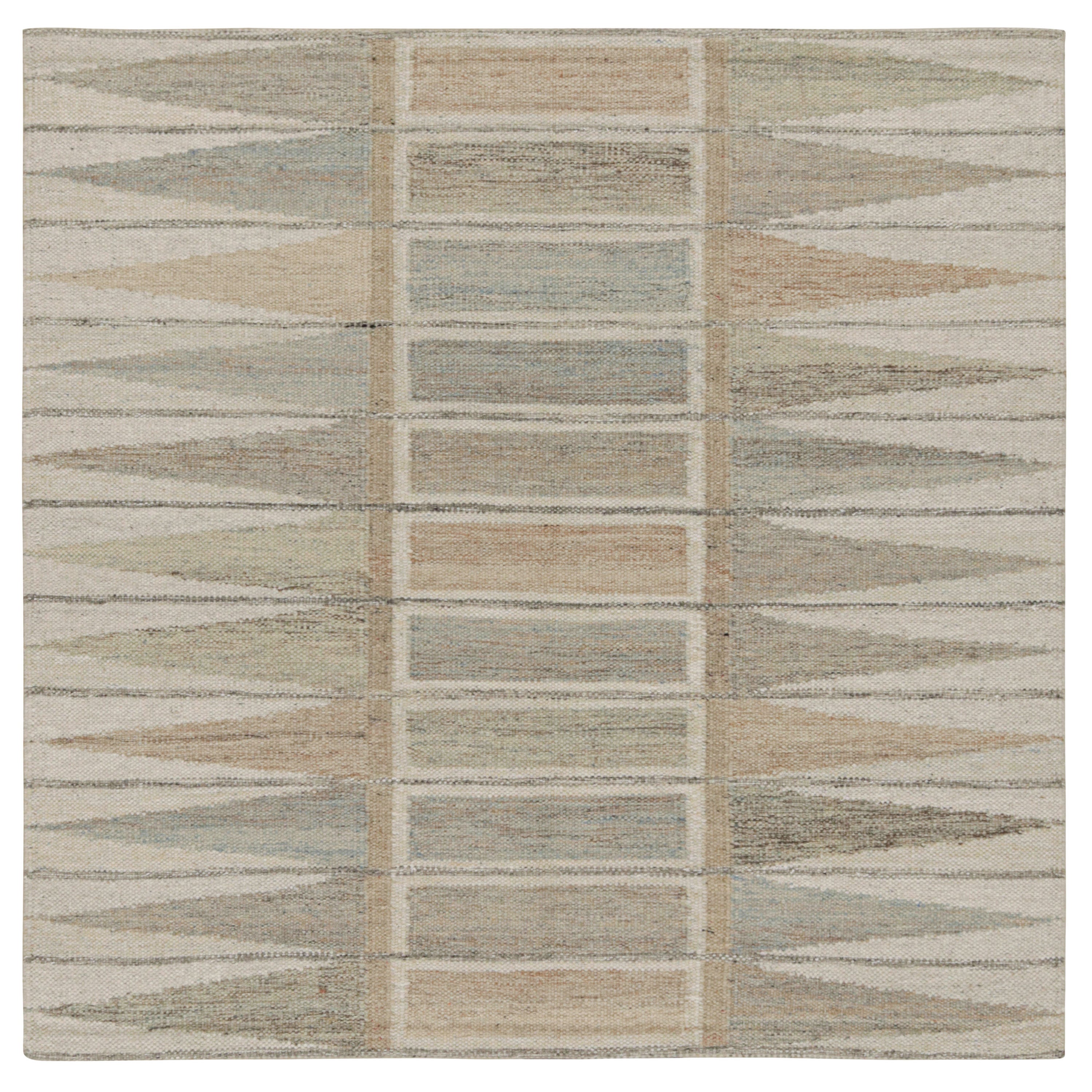 Rug & Kilim’s Scandinavian Style Kilim and Custom Square Rug Design For Sale