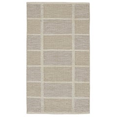 Skandinavischer Kilim von Rug & Kilim in Beige und Grau mit geometrischem Muster