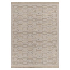 Teppich &amp; Kilims Skandinavischer Stil Kelim in Beige und Grau mit geometrischen Mustern