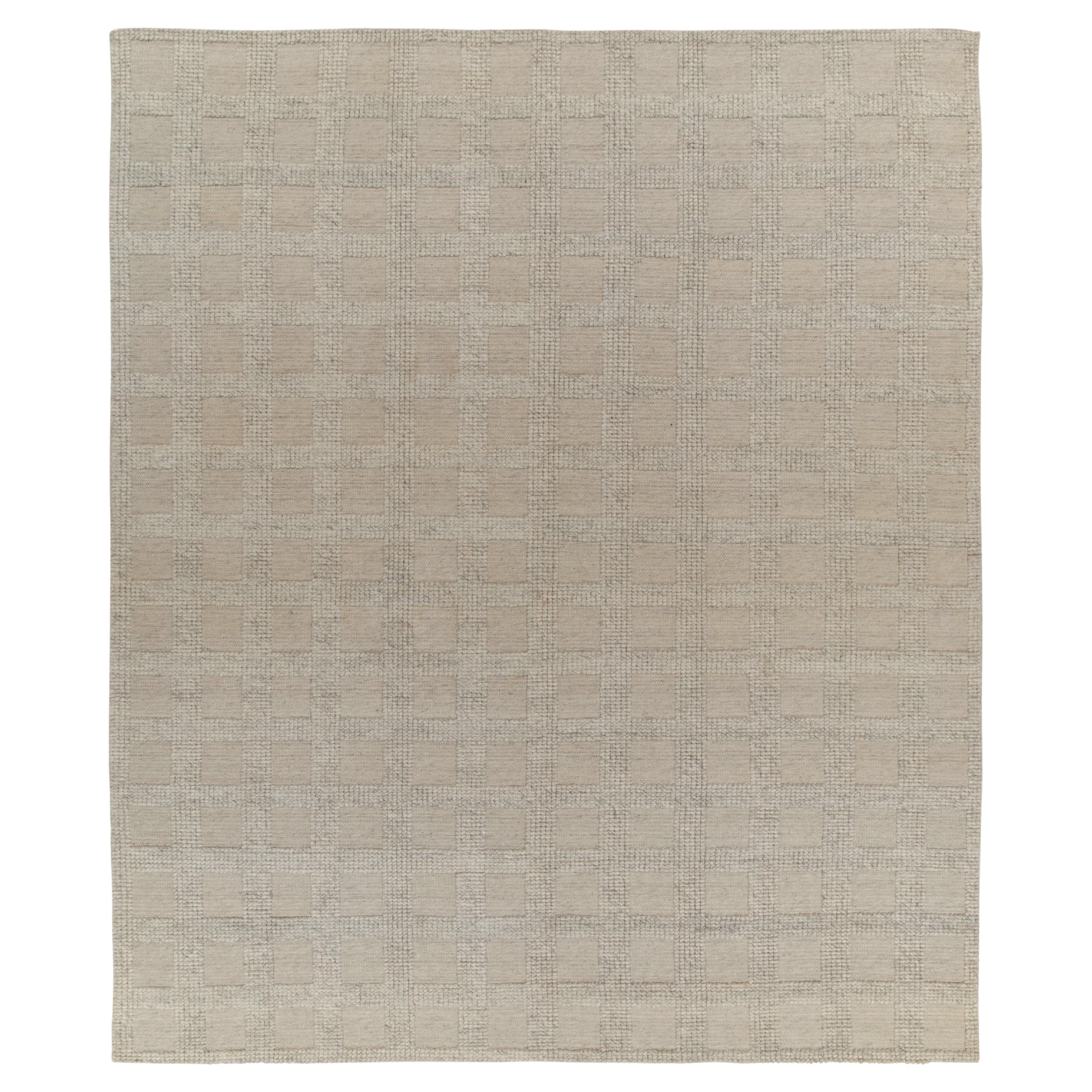 Rug and Kilim’s Scandinavian Style Rug in BeigeBrown and Pink HighLow