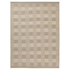 Rug & Kilim’s Scandinavian Style Kilim in Beige and White Geometric Pattern