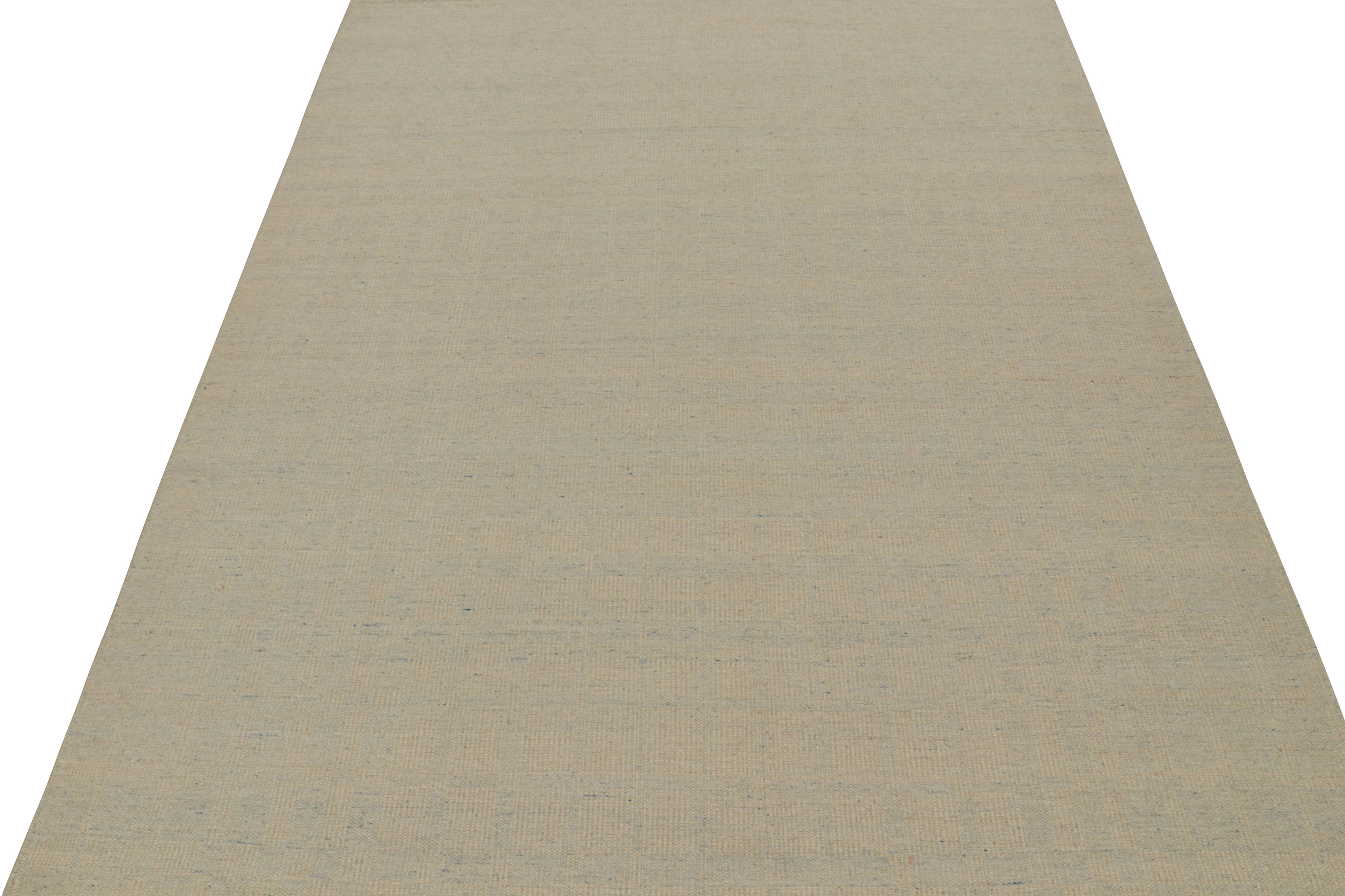 Rug & Kilim's skandinavischer Stil Kilim in Beige & Blau Geometrisches Muster (Moderne) im Angebot