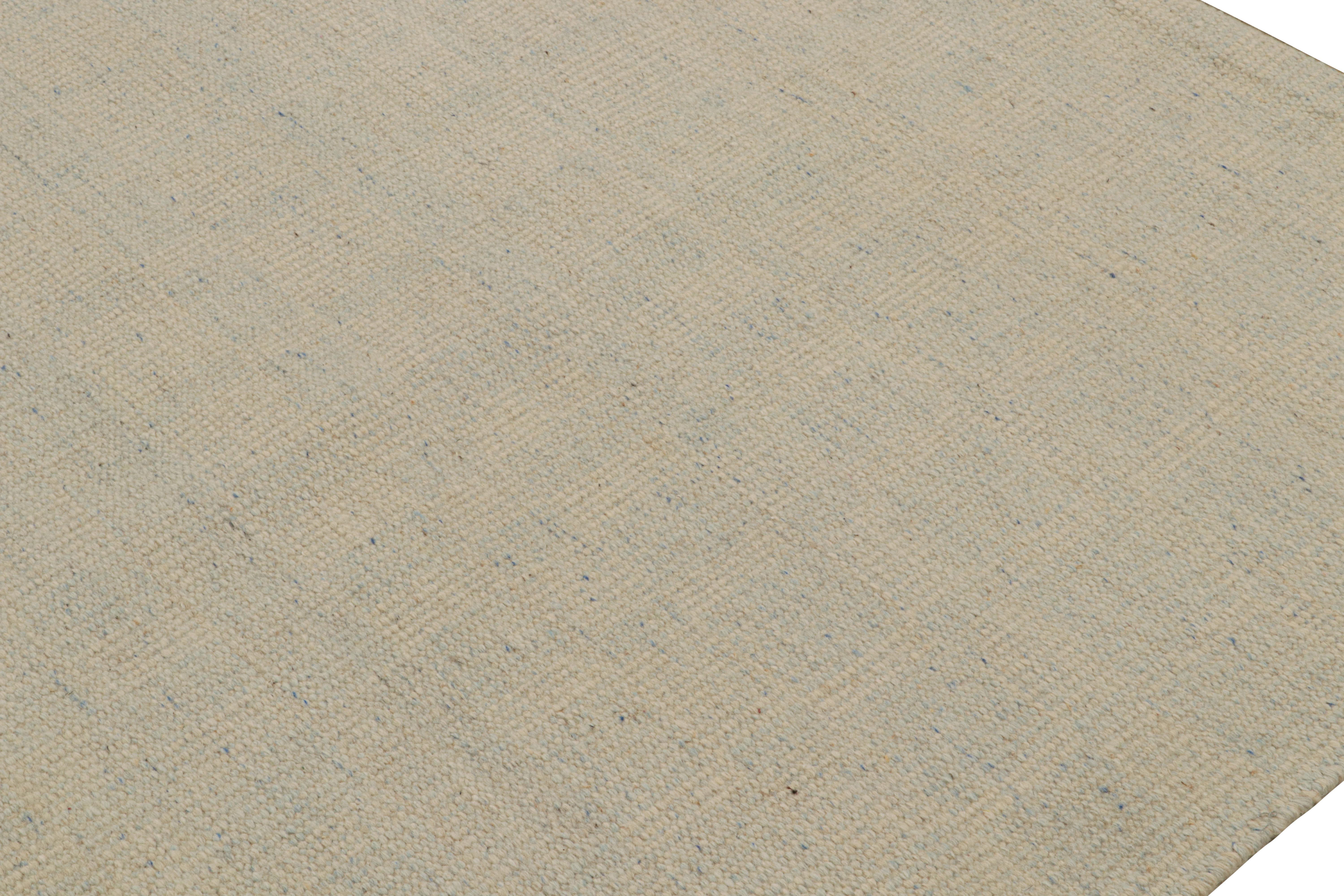 Tessuto a mano Rug & Kilim: Kilim in stile scandinavo con motivo geometrico beige e blu in vendita