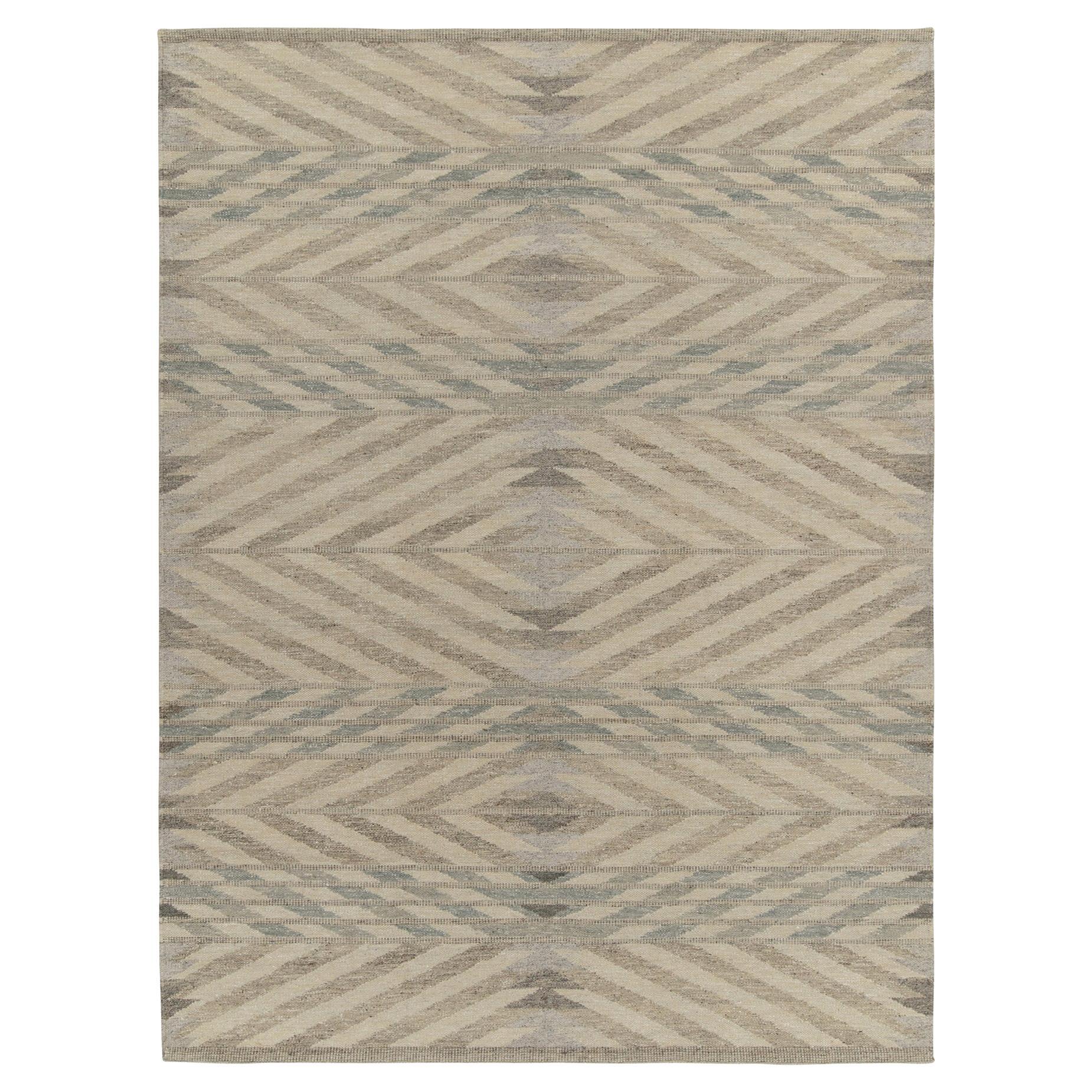 Rug & Kilim’s Scandinavian style Kilim in Beige-Brown and Blue Chevrons