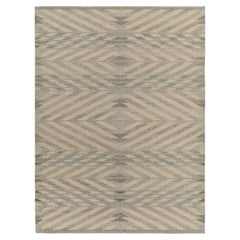 Teppich & Kilims Kelim im skandinavischen Stil in Beige-Braun und Blau mit Chevrons