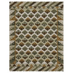 Rug & Kilim’s Scandinavian Style Kilim in Beige-Brown and Green Patterns
