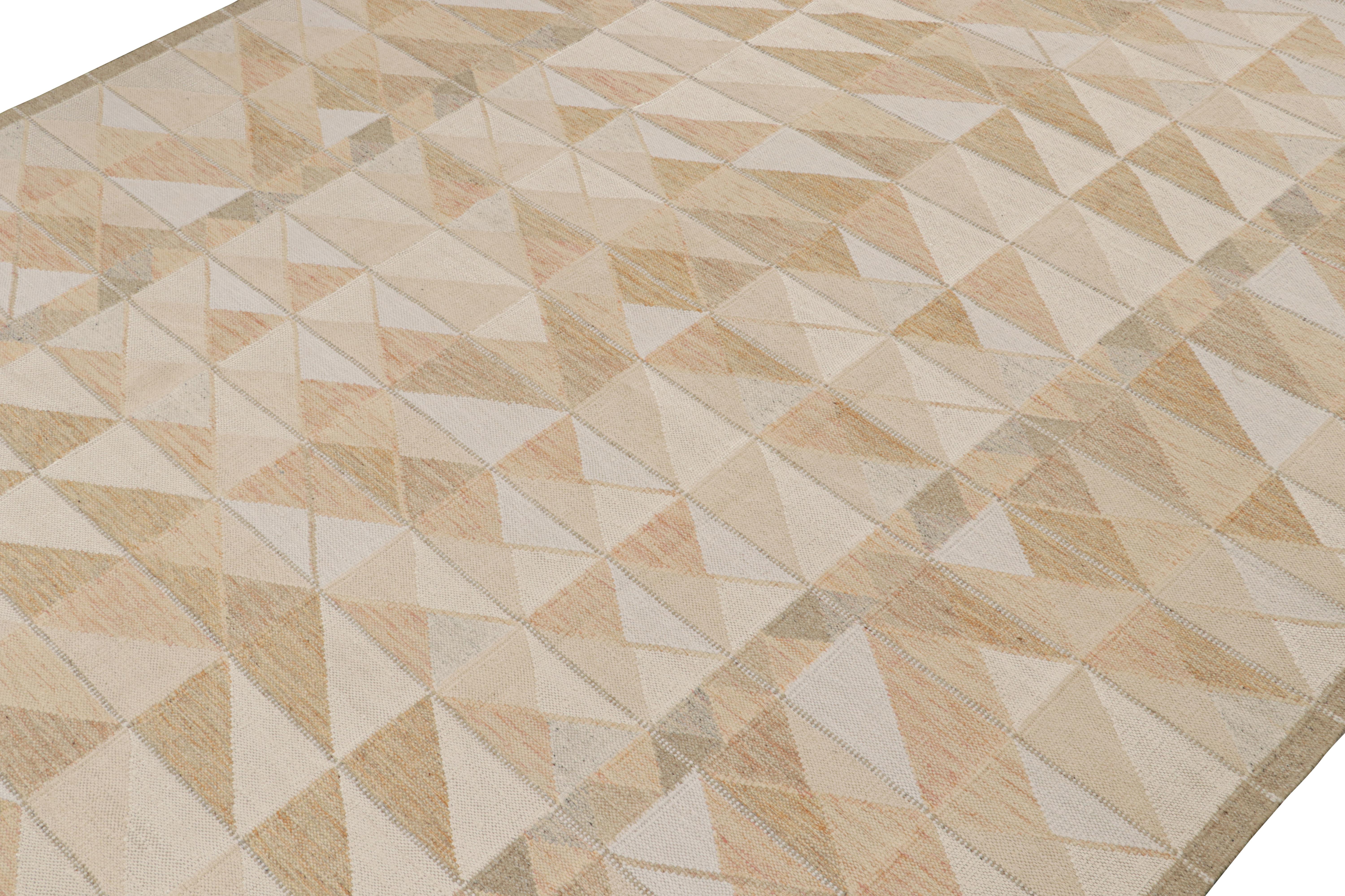 Kilim de estilo escandinavo de Rug & Kilim con motivos geométricos en beige y marrón Indio en venta
